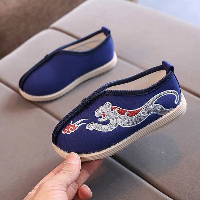 Beijing Cloth Low Sole Shoes Blue Tiger - 1