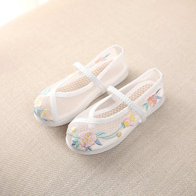 Beijing Cloth Low Sole Mesh Shoes White - 1