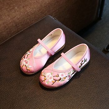 Beijing Cloth Low Sole Shoes Pink Cherry Blossom