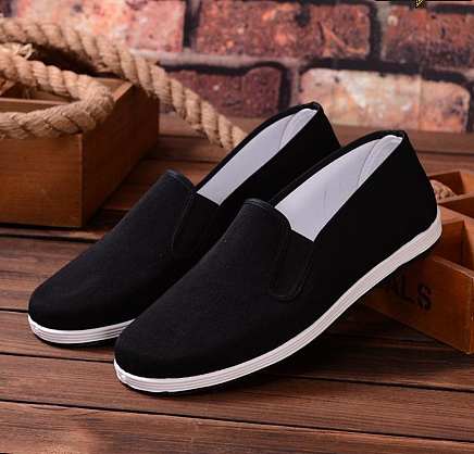 Black canvas running shoes  for men - 1