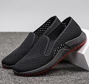 Men's Canvas Lazy Shoes With Breathable Holes Full Black Soft Soles MS060 - 1