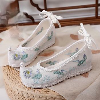 Chinese Traditional Shoes White Pearl Toe