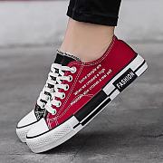 Canvas shoes embroidered print “Jordan red and black